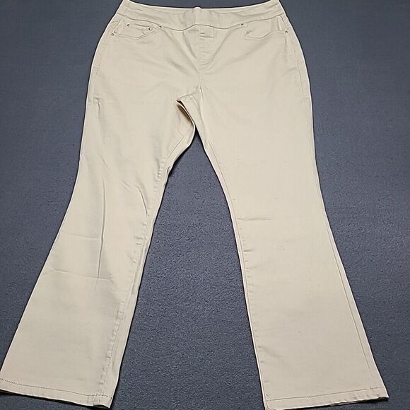 Blair Womens Jeggings 18 Elastic Waist Pullon Slim Beige Light Jeans - Picture 1 of 9